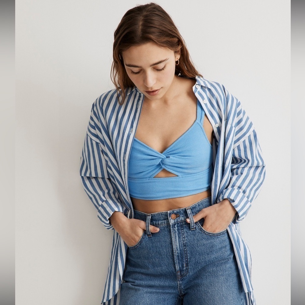 Madewell Cutout Knot-Front Crop Tank Top